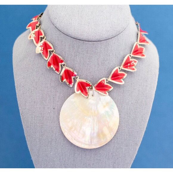 Vintage Red Leaves Choker Necklace | Moon Necklace | 13.5 inch | J10 - Picture 2 of 4